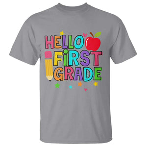 Hello First Grade Teacher T Shirt Back To School 1st Grade Team TS10 Sport Gray Print Your Wear