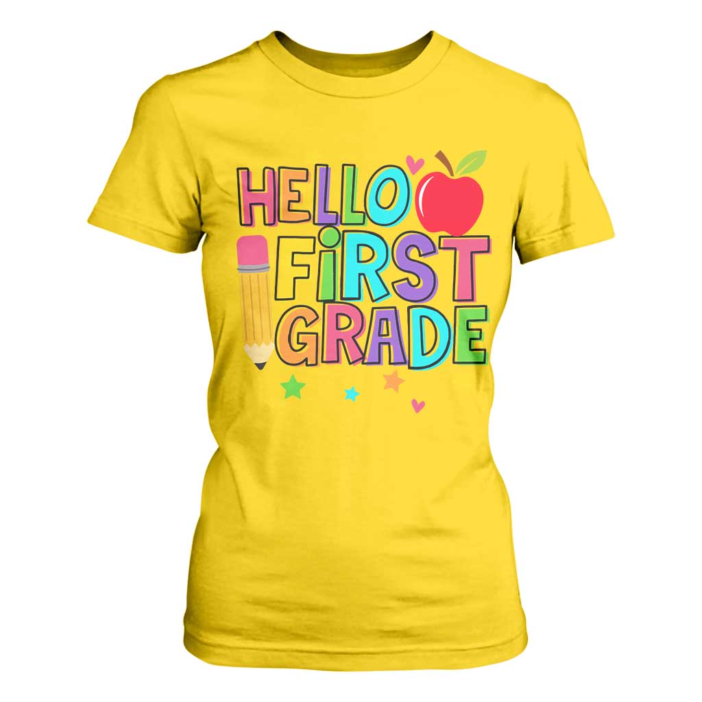 Hello First Grade Teacher T Shirt For Women Back To School 1st Grade Team TS10 Daisy Print Your Wear