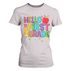 Hello First Grade Teacher T Shirt For Women Back To School 1st Grade Team TS10 Ice Gray Print Your Wear