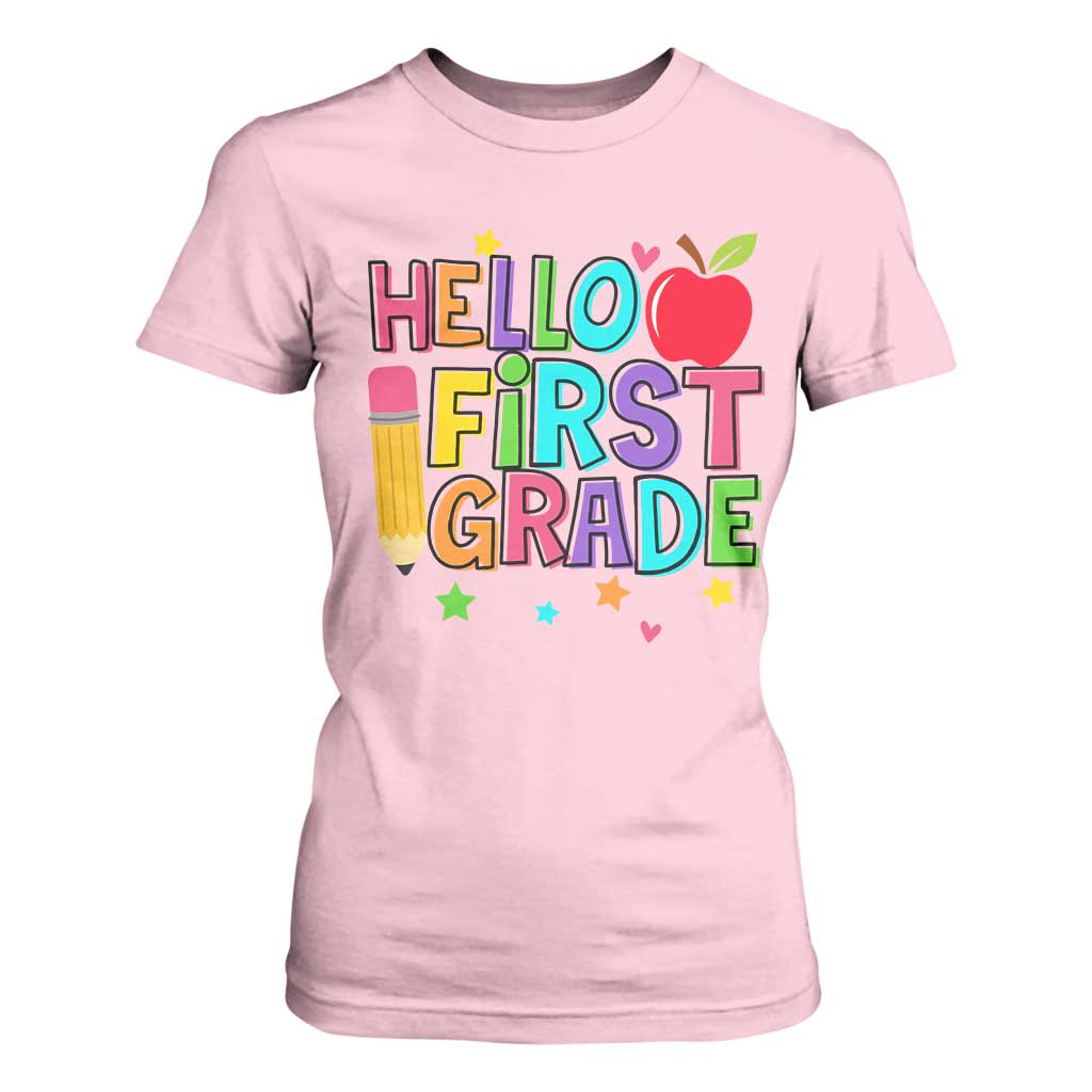 Hello First Grade Teacher T Shirt For Women Back To School 1st Grade Team TS10 Light Pink Print Your Wear