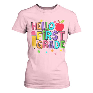 Hello First Grade Teacher T Shirt For Women Back To School 1st Grade Team TS10 Light Pink Print Your Wear