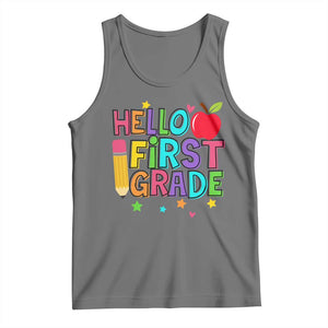 Hello First Grade Teacher Tank Top Back To School 1st Grade Team TS10 Black Heather Print Your Wear