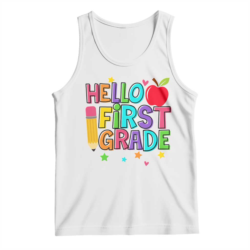 Hello First Grade Teacher Tank Top Back To School 1st Grade Team TS10 White Print Your Wear