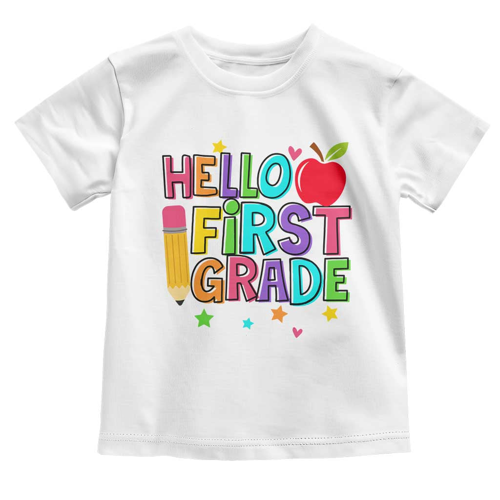 Hello First Grade Teacher Toddler T Shirt Back To School 1st Grade Team TS10 White Print Your Wear