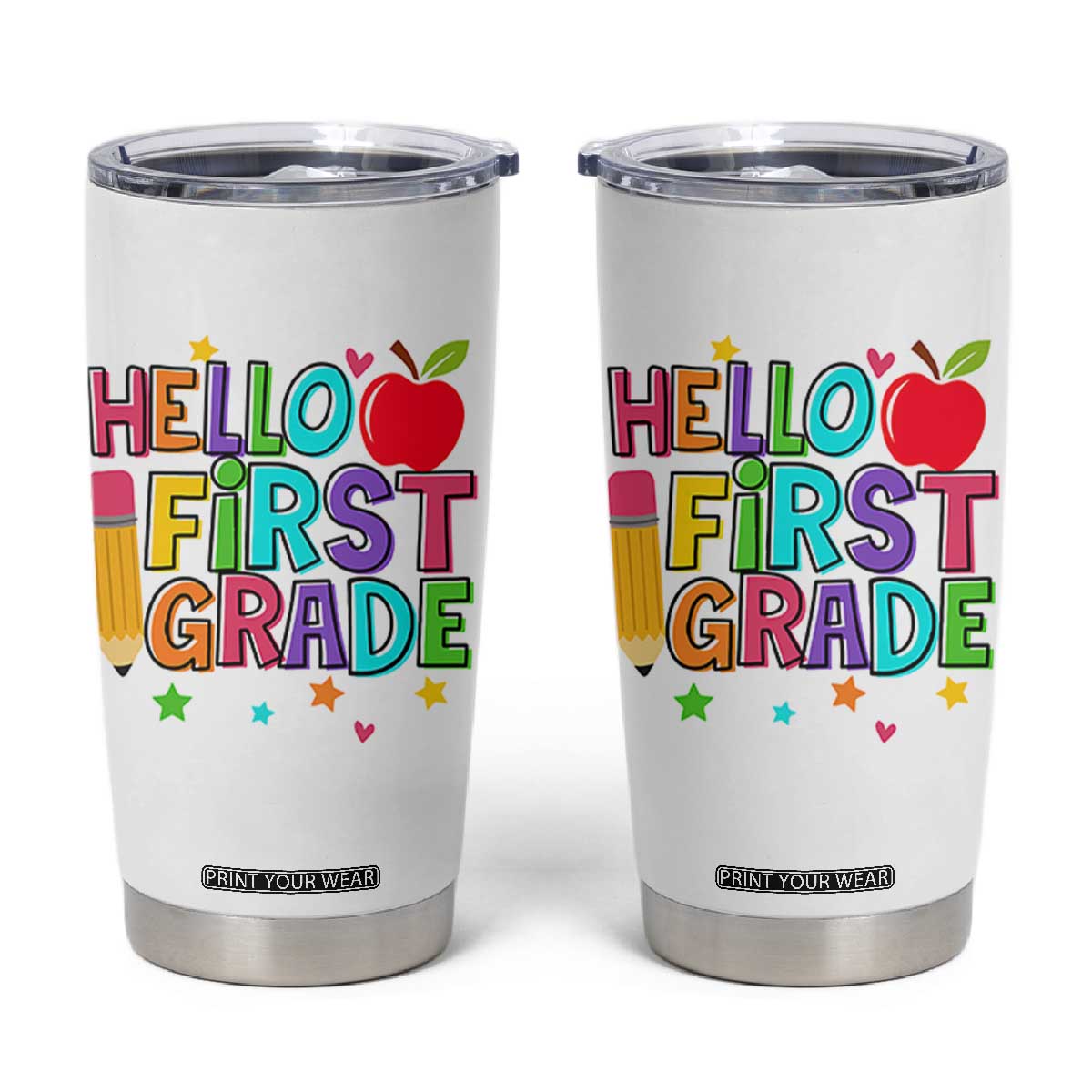 Hello First Grade Teacher Tumbler Cup Back To School 1st Grade Team TS10 White Print Your Wear
