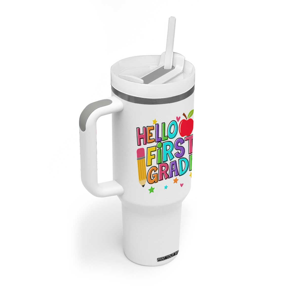 Hello First Grade Teacher Tumbler With Handle Back To School 1st Grade Team TS10 Print Your Wear