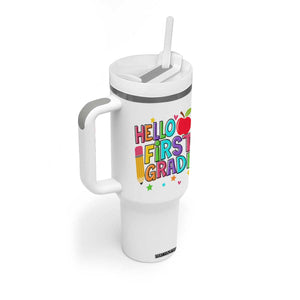 Hello First Grade Teacher Tumbler With Handle Back To School 1st Grade Team TS10 Print Your Wear