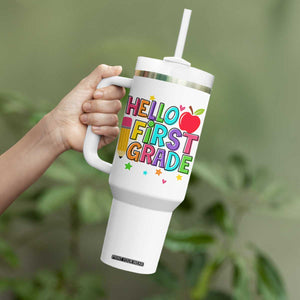 Hello First Grade Teacher Tumbler With Handle Back To School 1st Grade Team TS10 Print Your Wear