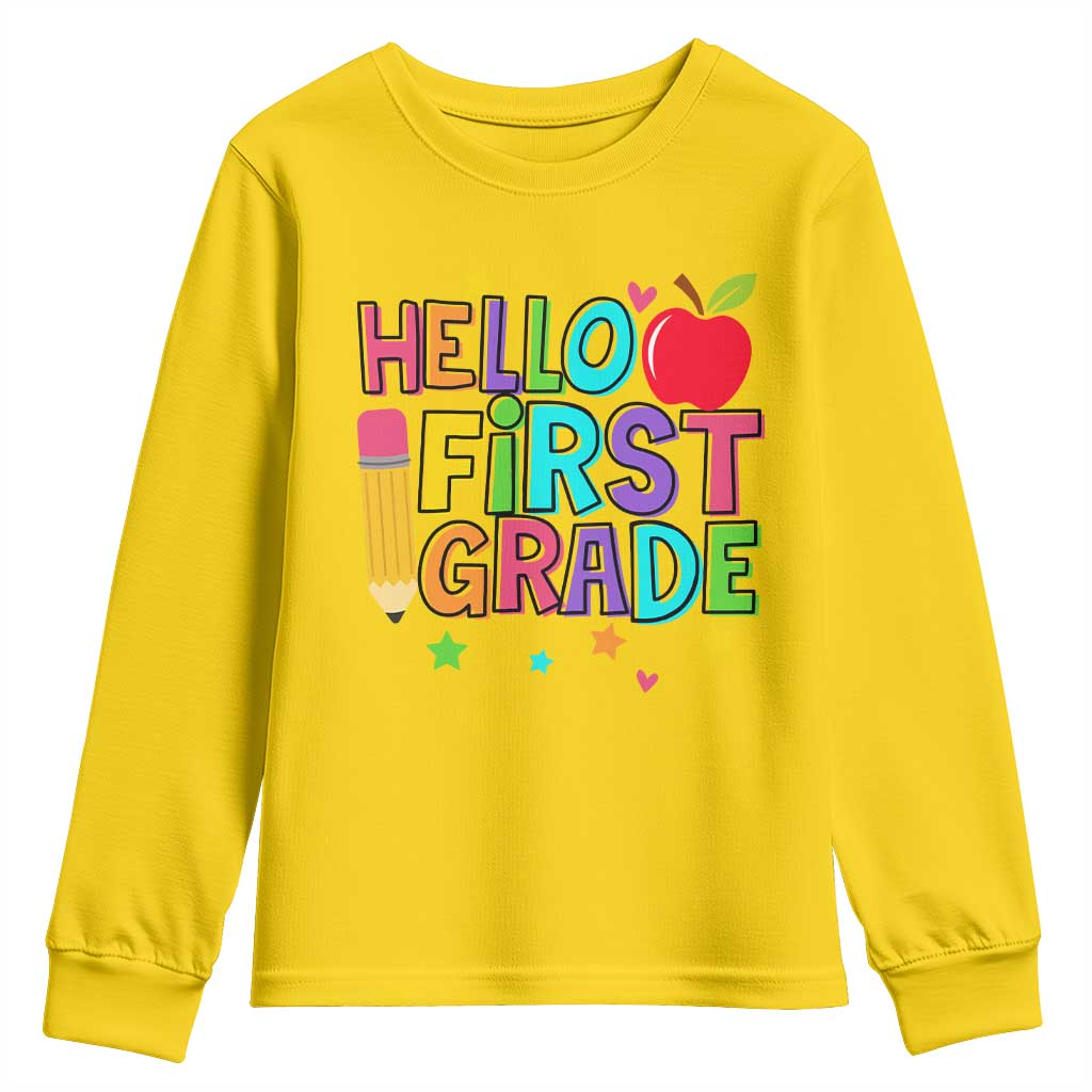 Hello First Grade Teacher Youth Sweatshirt Back To School 1st Grade Team TS10 Daisy Print Your Wear