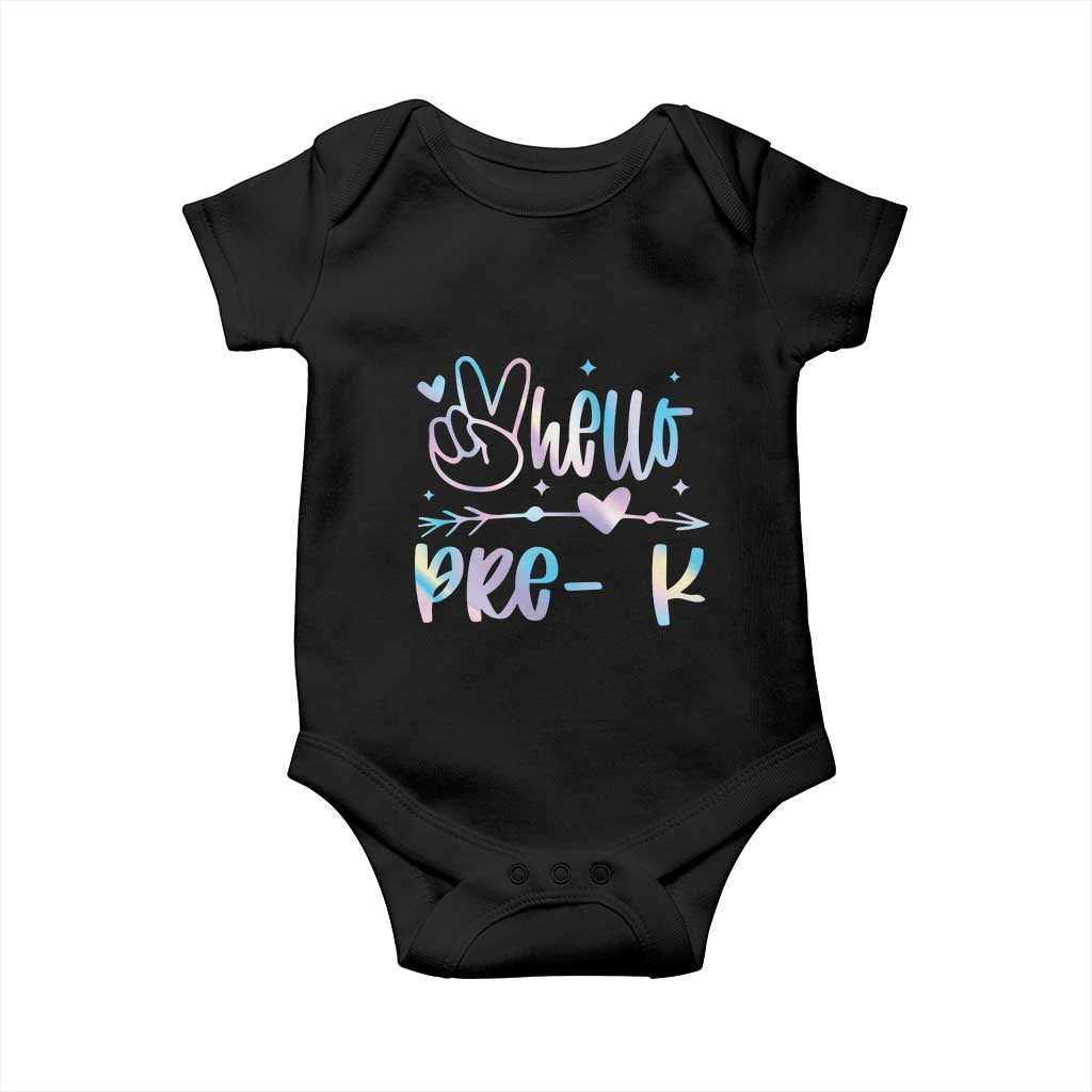 Hello Pre-k Baby Onesie Back To School Cute Tie Dye TS10 Black Print Your Wear