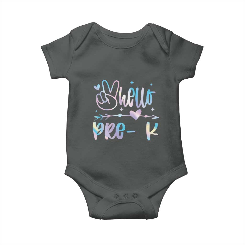 Hello Pre-k Baby Onesie Back To School Cute Tie Dye TS10 Dark Heather Print Your Wear