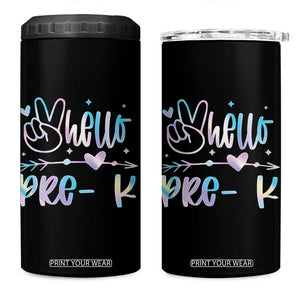 Hello Pre-k 4 in 1 Can Cooler Tumbler Back To School Cute Tie Dye TS10 One Size: 16 oz Black Print Your Wear