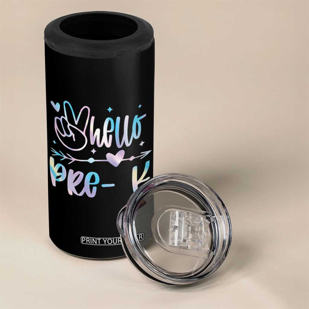Hello Pre-k 4 in 1 Can Cooler Tumbler Back To School Cute Tie Dye TS10 Print Your Wear