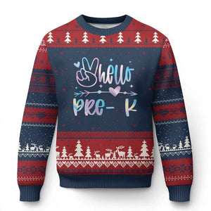 Hello Pre-k Ugly Christmas Sweater Back To School Cute Tie Dye TS10 Navy Red Print Your Wear