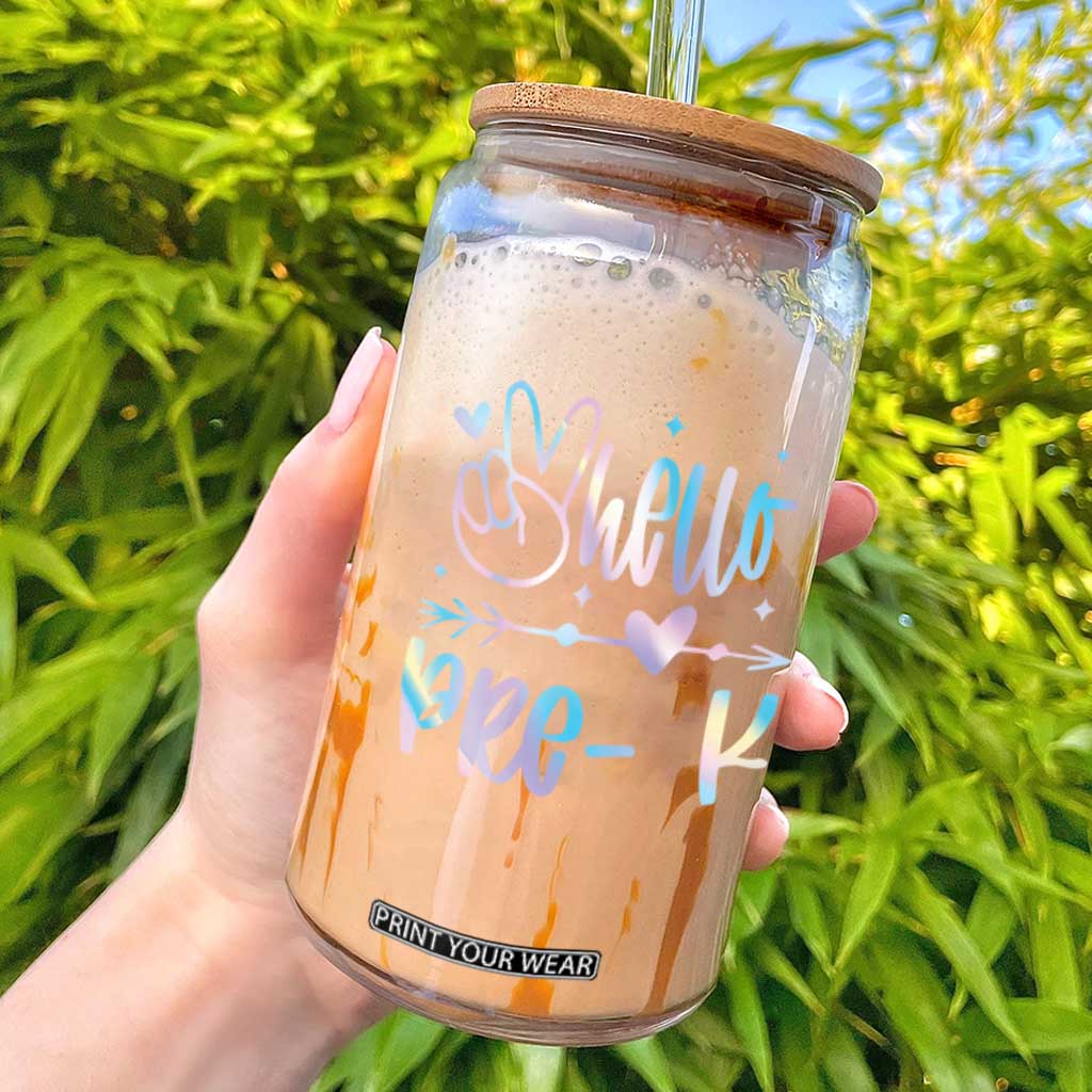 Hello Pre-k Glass Can Back To School Cute Tie Dye TS10 Black Print Your Wear