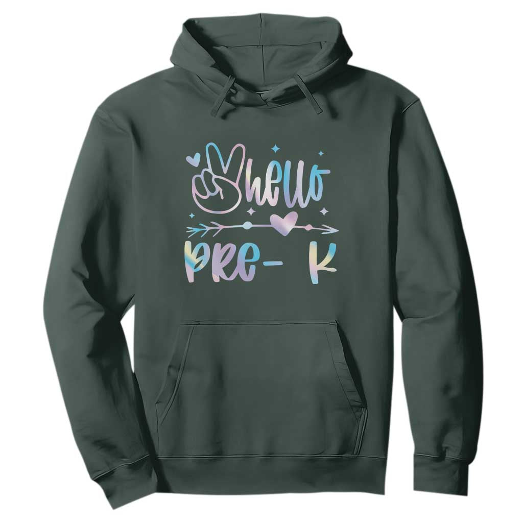 Hello Pre-k Hoodie Back To School Cute Tie Dye TS10 Dark Forest Green Print Your Wear