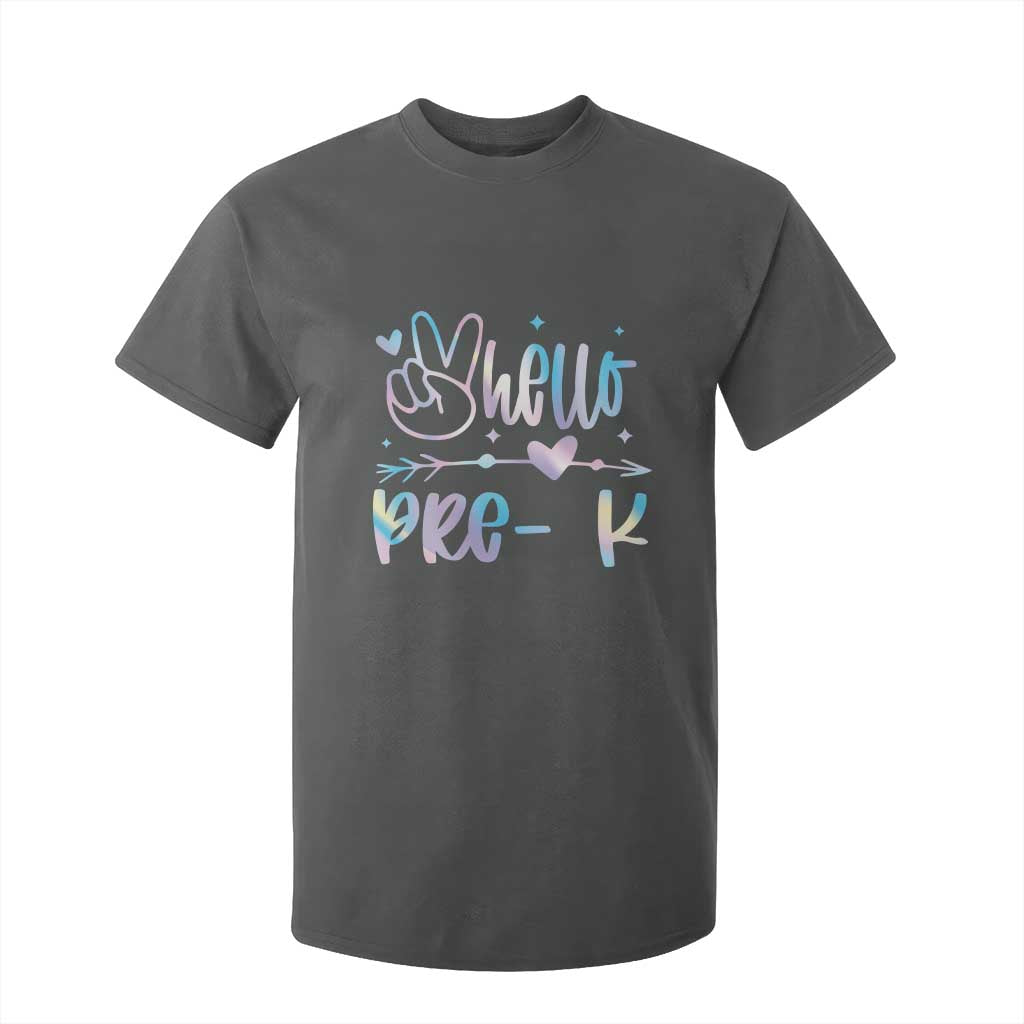 Hello Pre-k T Shirt For Kid Back To School Cute Tie Dye TS10 Dark Heather Print Your Wear