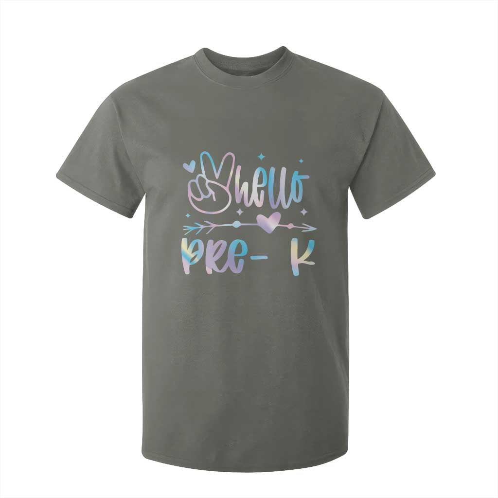 Hello Pre-k T Shirt For Kid Back To School Cute Tie Dye TS10 Military Green Print Your Wear