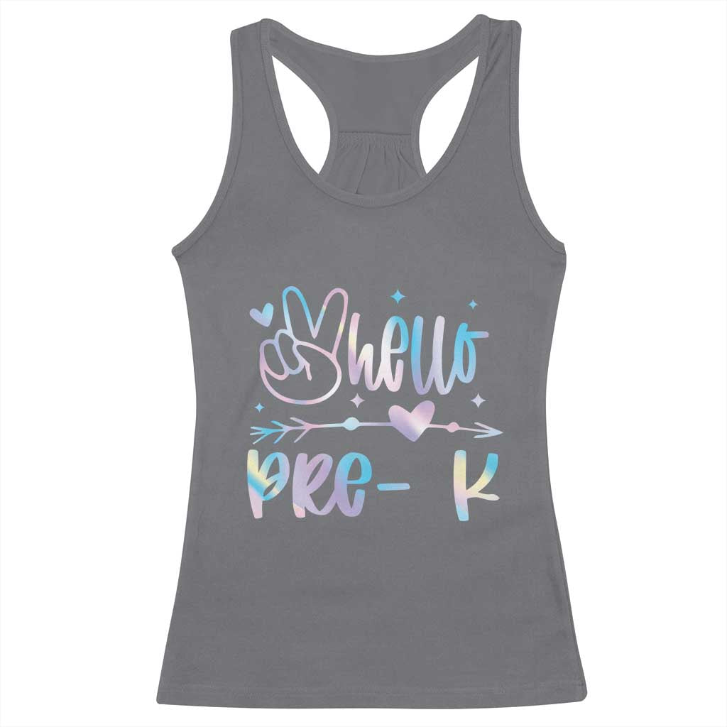 Hello Pre-k Racerback Tank Top Back To School Cute Tie Dye TS10 Charcoal Print Your Wear