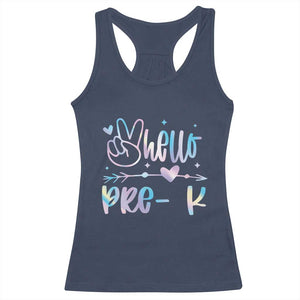 Hello Pre-k Racerback Tank Top Back To School Cute Tie Dye TS10 Navy Print Your Wear