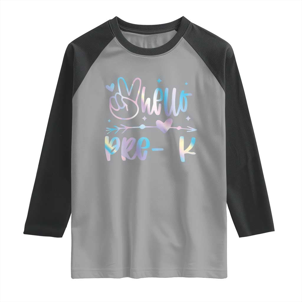 Hello Pre-k Raglan Shirt Back To School Cute Tie Dye TS10 Sport Gray Black Print Your Wear