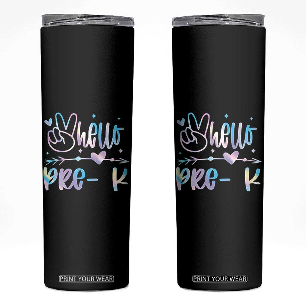 Hello Pre-k Skinny Tumbler Back To School Cute Tie Dye TS10 Black Print Your Wear