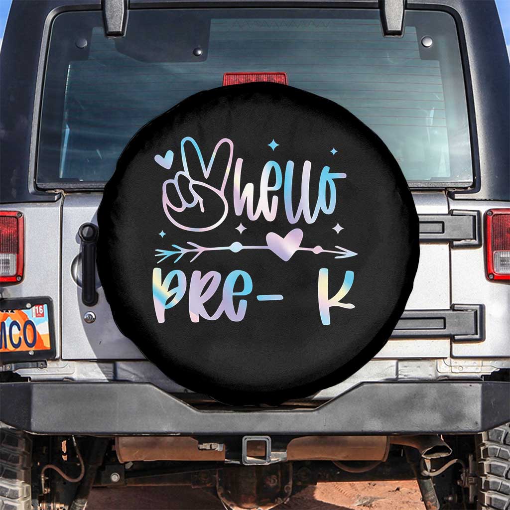Hello Pre-k Spare Tire Cover Back To School Cute Tie Dye TS10 No hole Black Print Your Wear