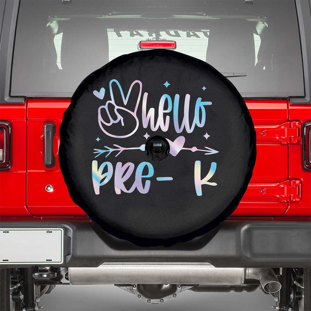 Hello Pre-k Spare Tire Cover Back To School Cute Tie Dye TS10 Black Print Your Wear