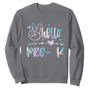 Hello Pre-k Sweatshirt Back To School Cute Tie Dye TS10 Charcoal Print Your Wear