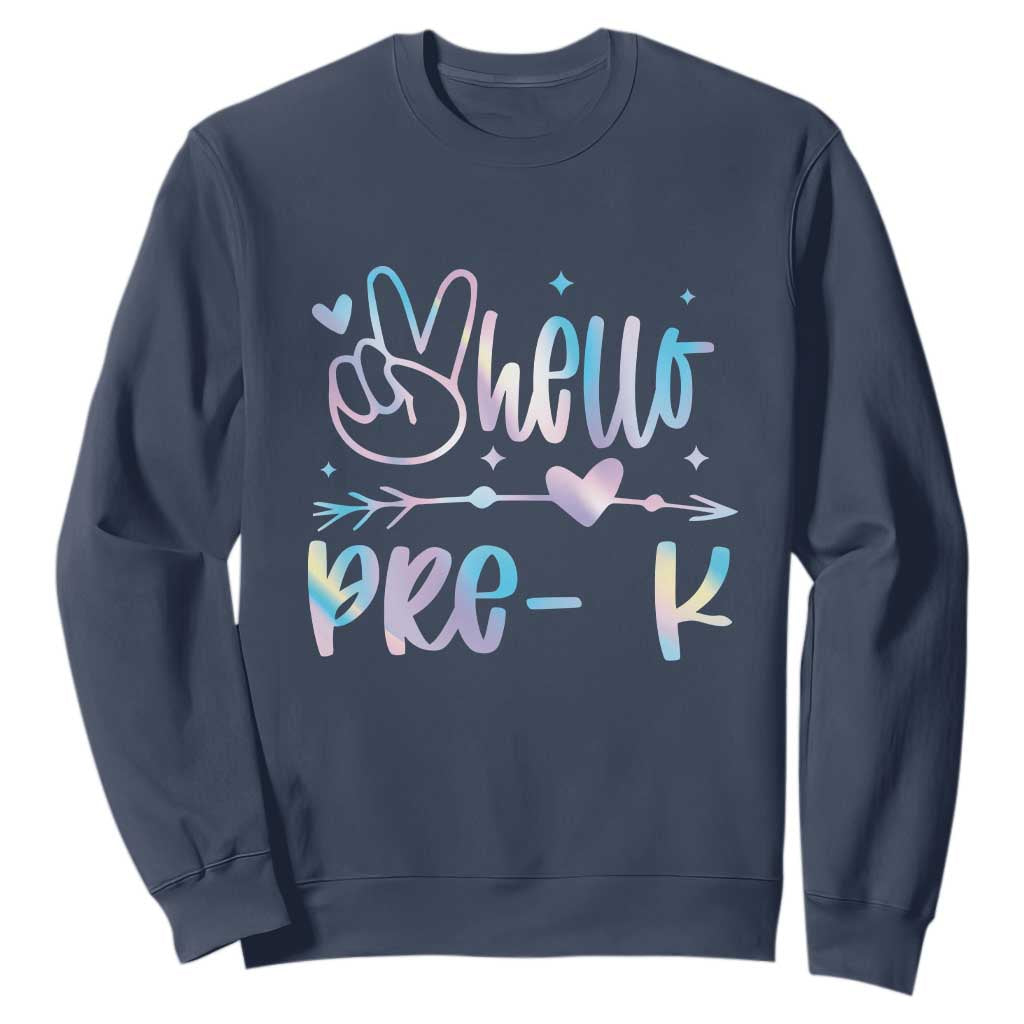 Hello Pre-k Sweatshirt Back To School Cute Tie Dye TS10 Navy Print Your Wear