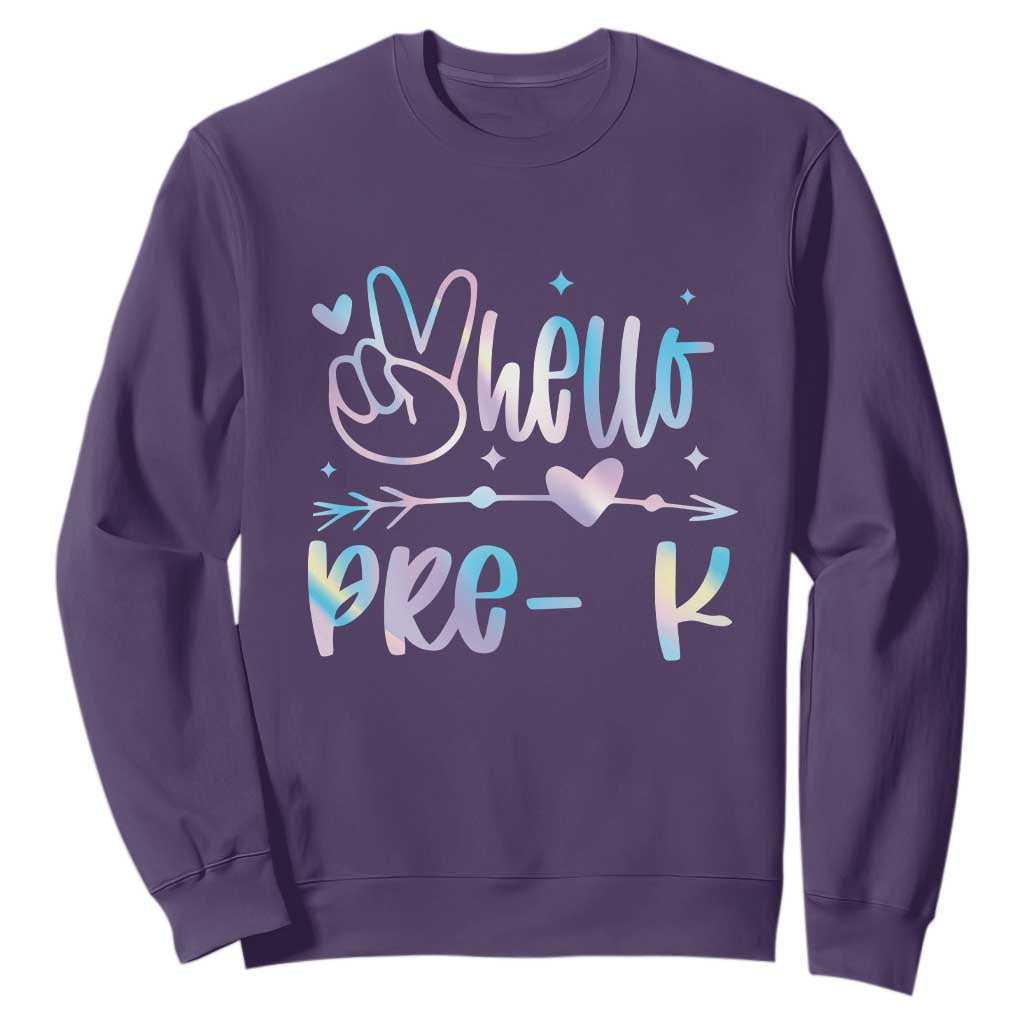 Hello Pre-k Sweatshirt Back To School Cute Tie Dye TS10 Purple Print Your Wear