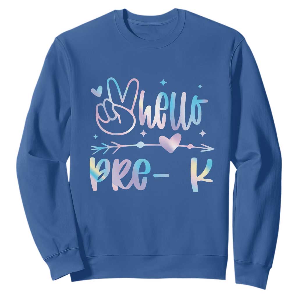 Hello Pre-k Sweatshirt Back To School Cute Tie Dye TS10 Royal Blue Print Your Wear