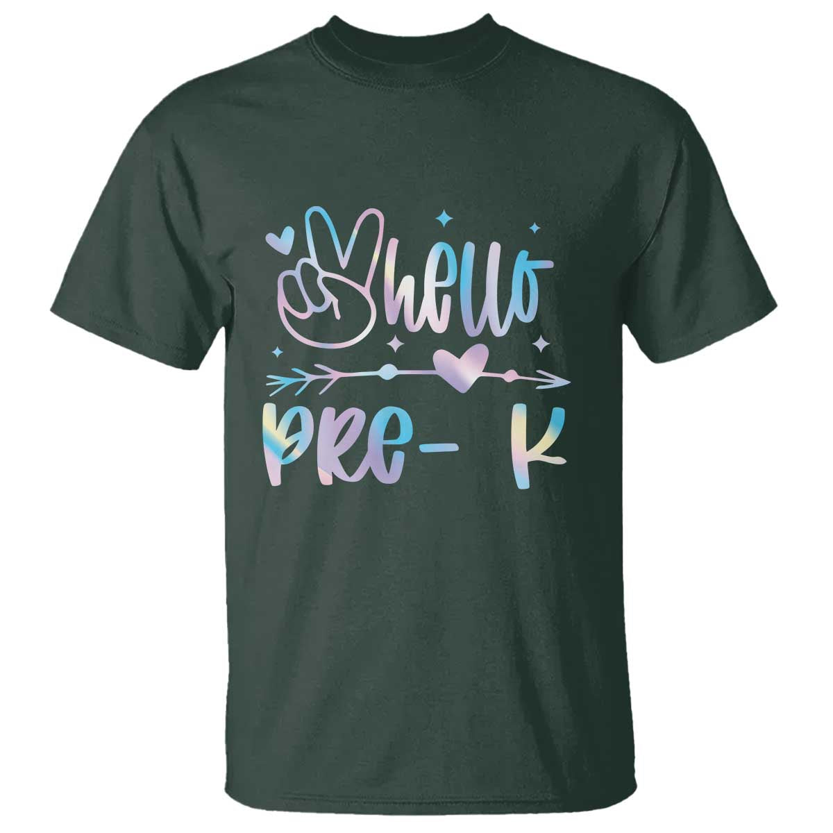 Hello Pre-k T Shirt Back To School Cute Tie Dye TS10 Dark Forest Green Print Your Wear