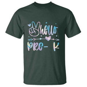 Hello Pre-k T Shirt Back To School Cute Tie Dye TS10 Dark Forest Green Print Your Wear