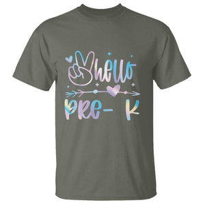 Hello Pre-k T Shirt Back To School Cute Tie Dye TS10 Military Green Print Your Wear