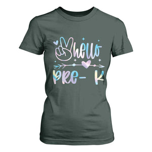 Hello Pre-k T Shirt For Women Back To School Cute Tie Dye TS10 Dark Forest Green Print Your Wear