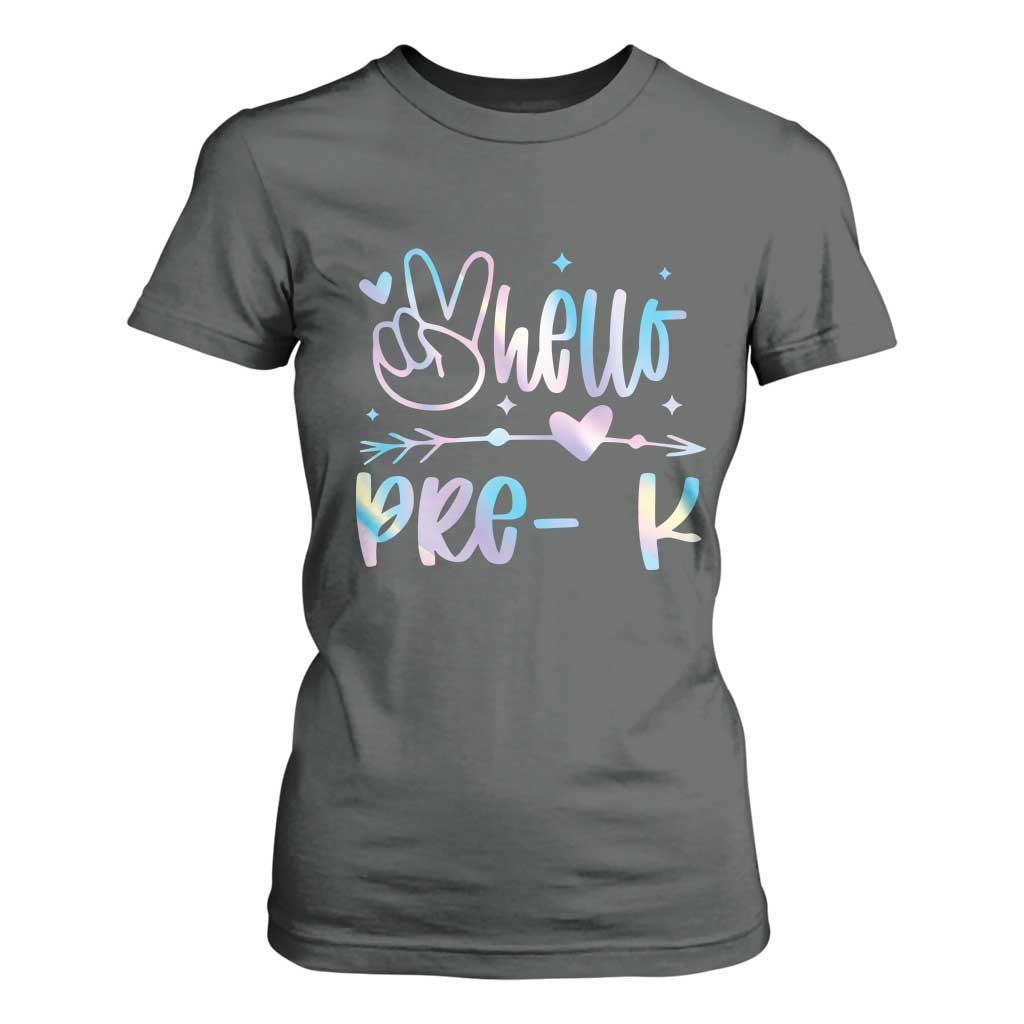 Hello Pre-k T Shirt For Women Back To School Cute Tie Dye TS10 Dark Heather Print Your Wear