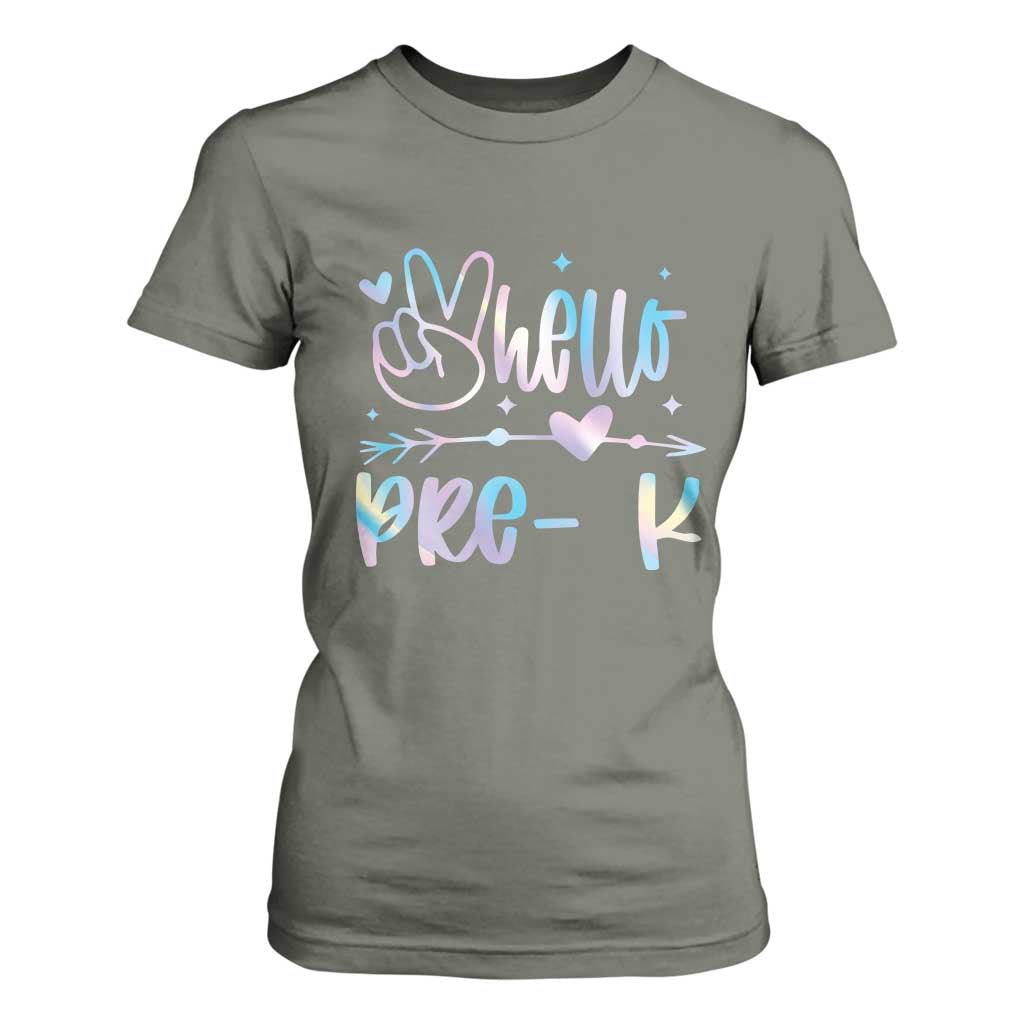 Hello Pre-k T Shirt For Women Back To School Cute Tie Dye TS10 Military Green Print Your Wear