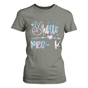 Hello Pre-k T Shirt For Women Back To School Cute Tie Dye TS10 Military Green Print Your Wear