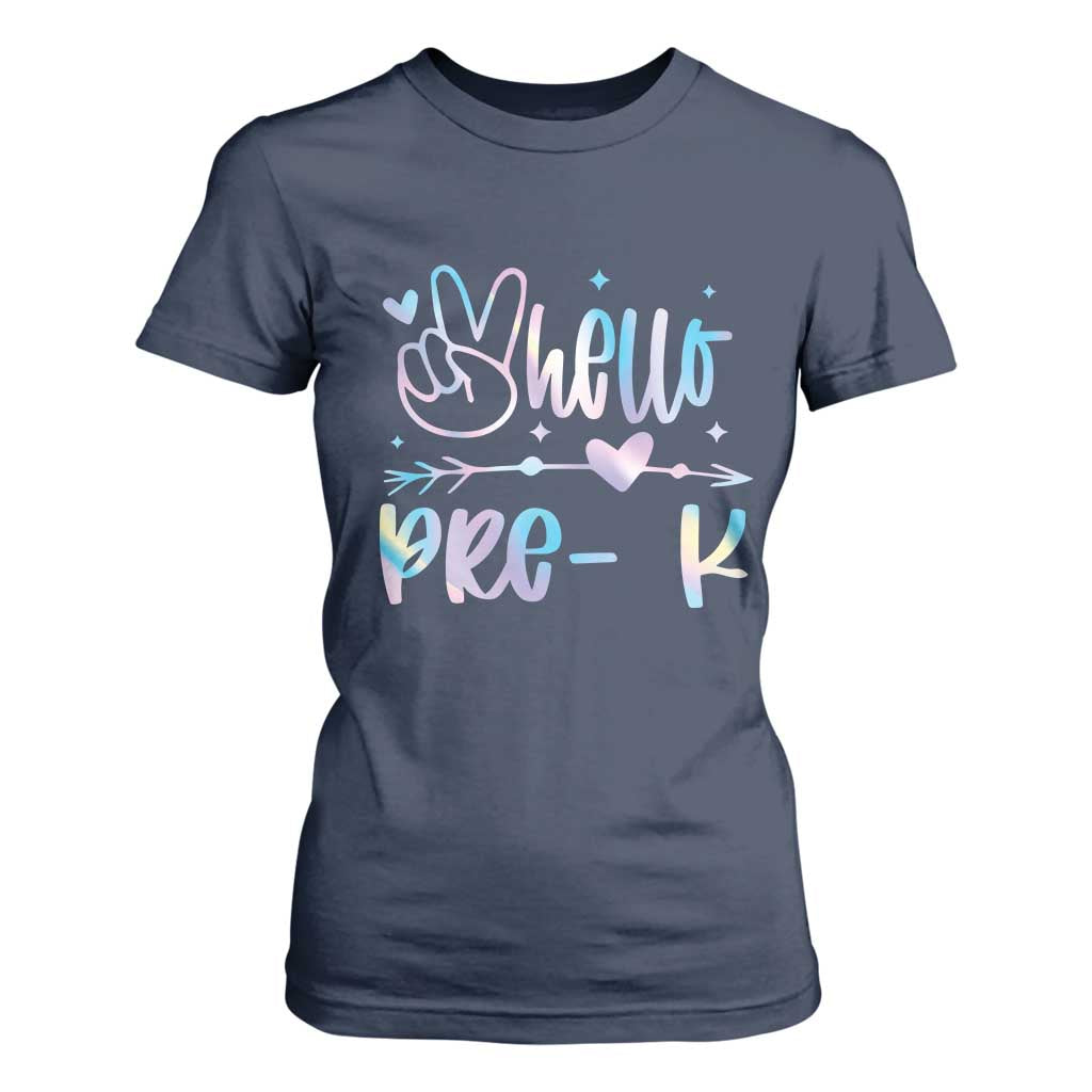 Hello Pre-k T Shirt For Women Back To School Cute Tie Dye TS10 Navy Print Your Wear