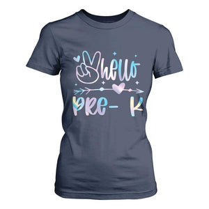 Hello Pre-k T Shirt For Women Back To School Cute Tie Dye TS10 Navy Print Your Wear