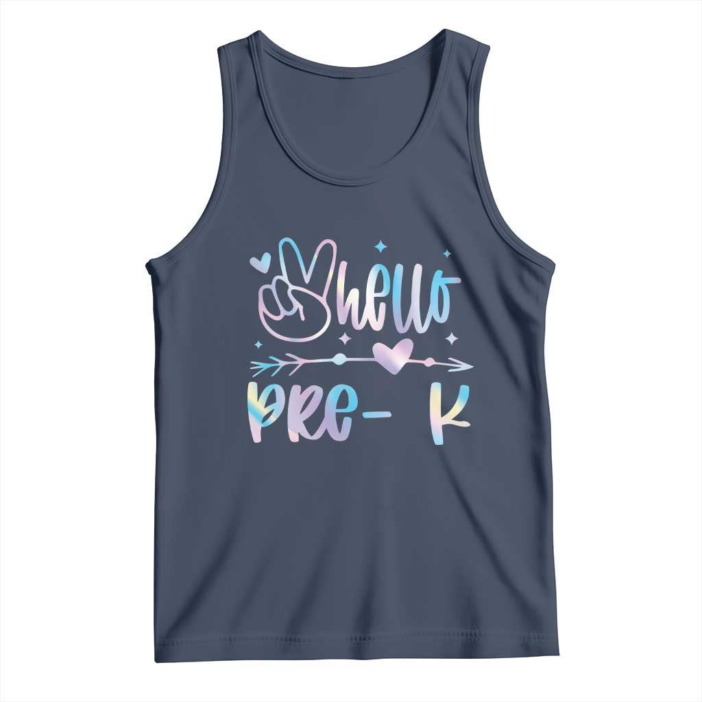Hello Pre-k Tank Top Back To School Cute Tie Dye TS10 Navy Print Your Wear