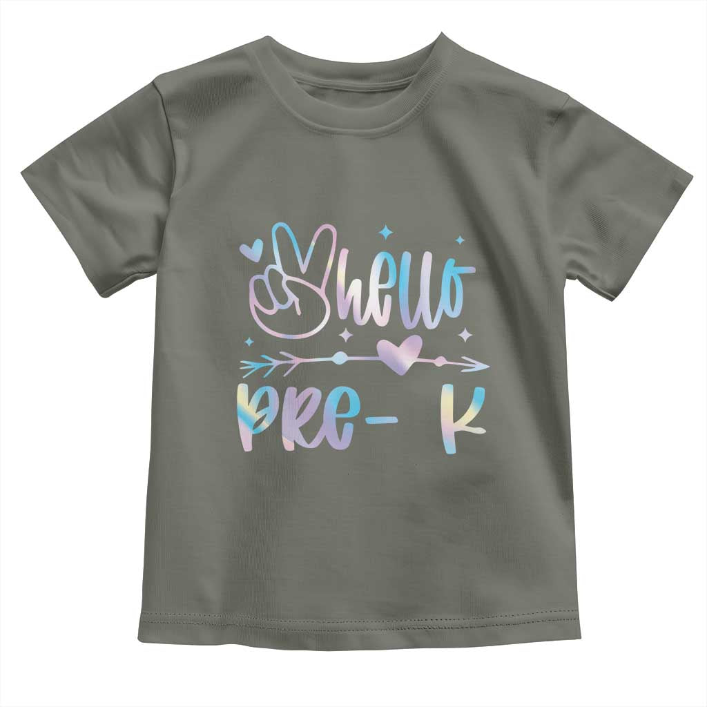 Hello Pre-k Toddler T Shirt Back To School Cute Tie Dye TS10 Military Green Print Your Wear