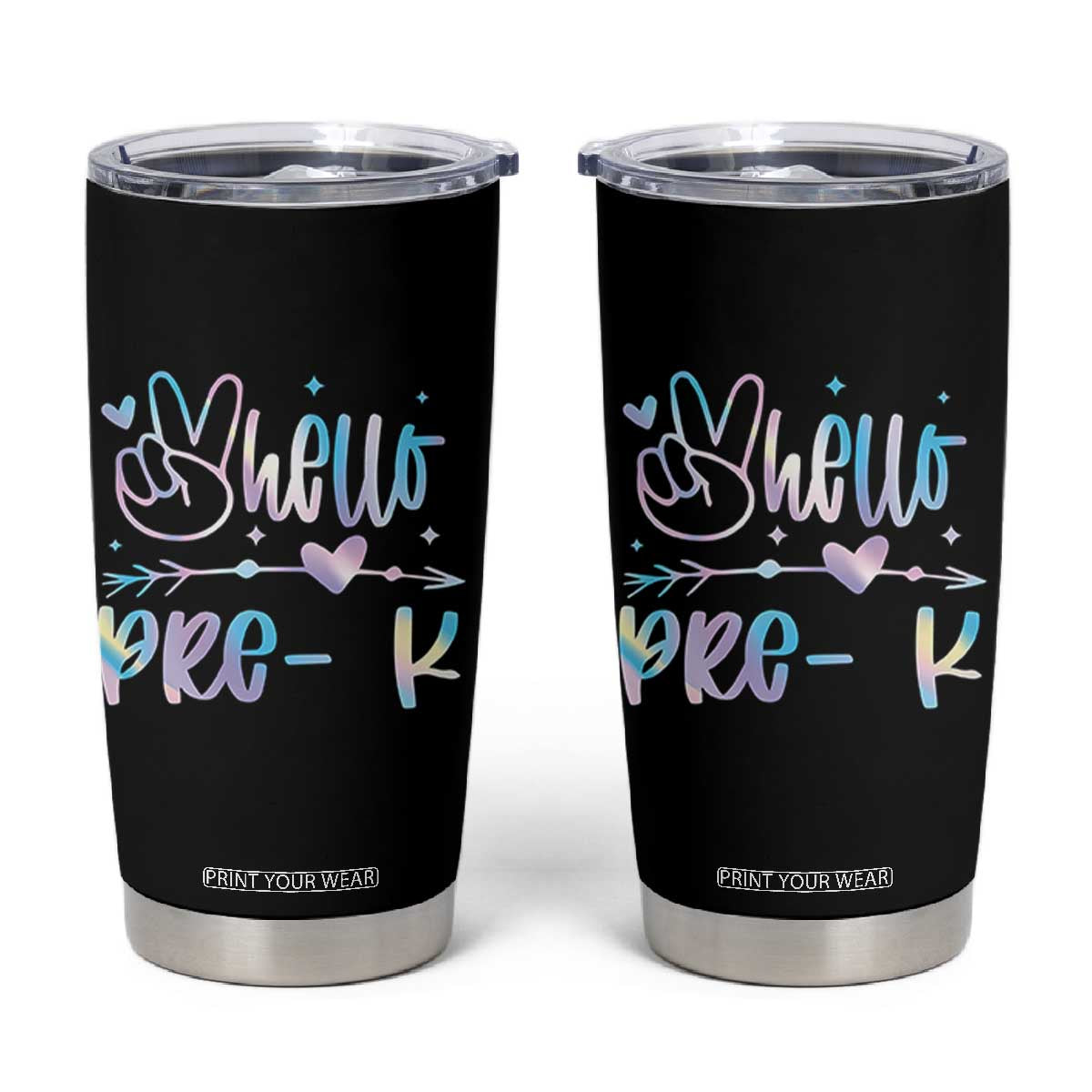 Hello Pre-k Tumbler Cup Back To School Cute Tie Dye TS10 Black Print Your Wear