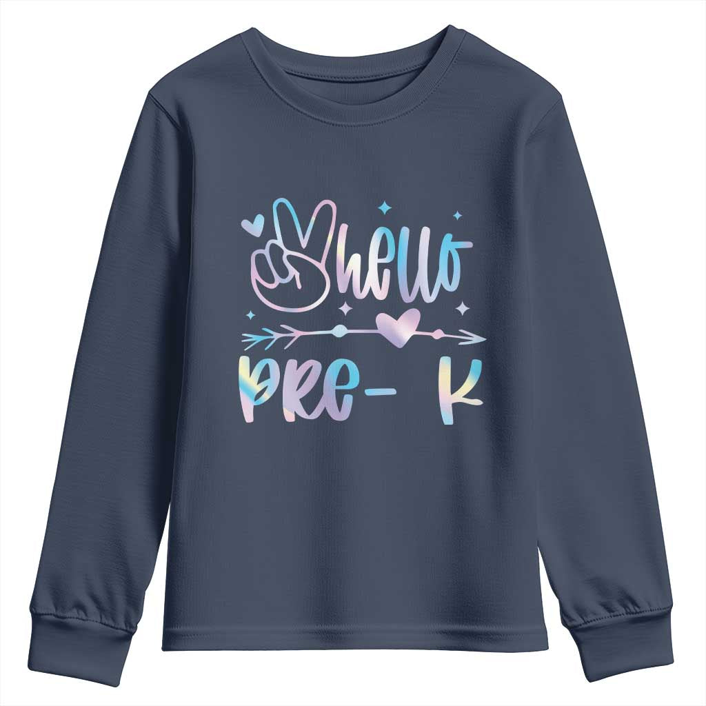 Hello Pre-k Youth Sweatshirt Back To School Cute Tie Dye TS10 Navy Print Your Wear