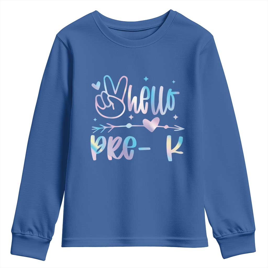 Hello Pre-k Youth Sweatshirt Back To School Cute Tie Dye TS10 Royal Blue Print Your Wear