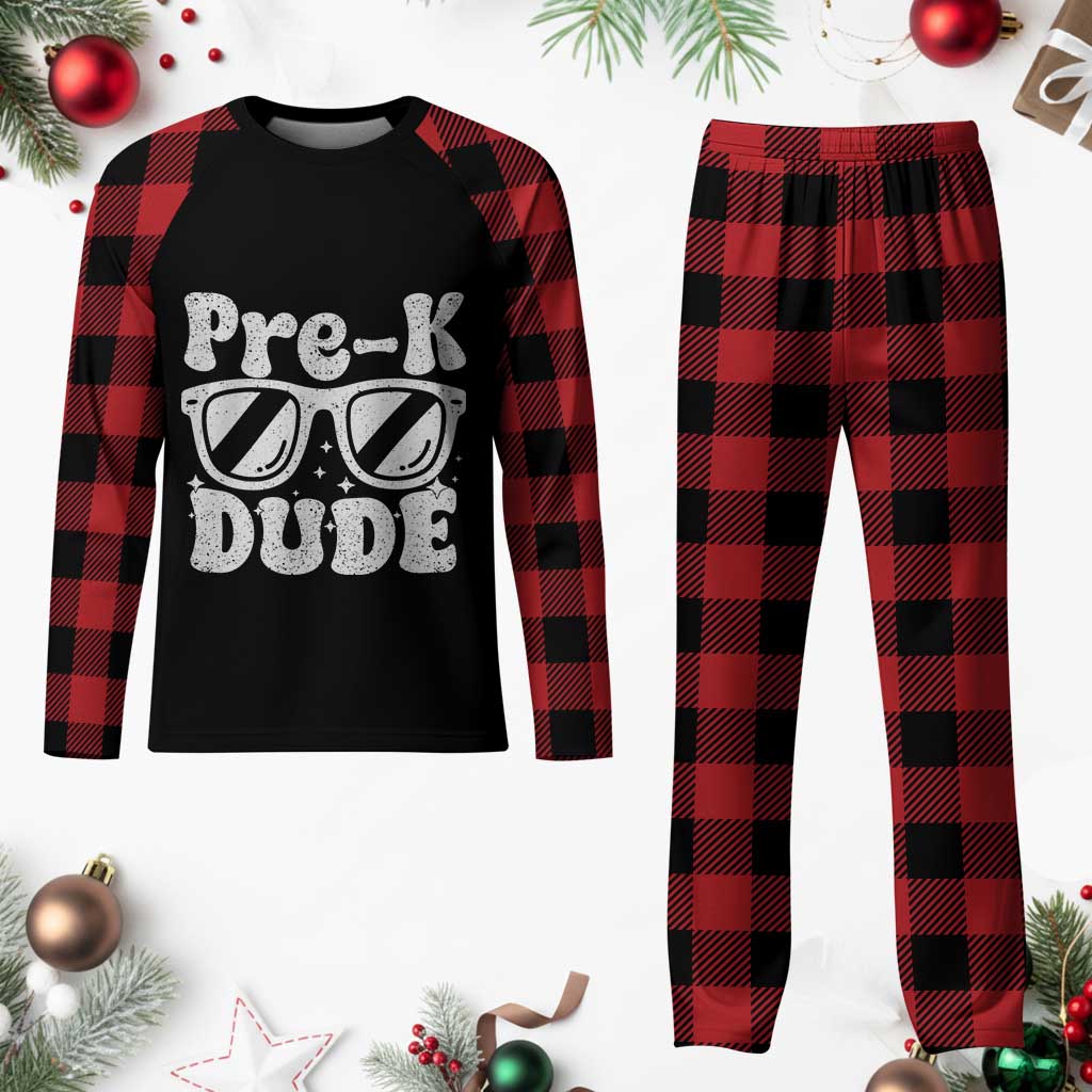 Pre-k Dude Plaid Pajama Set Funny Back to School First Day of Preschool TS10 Buffalo Plaid Print Your Wear