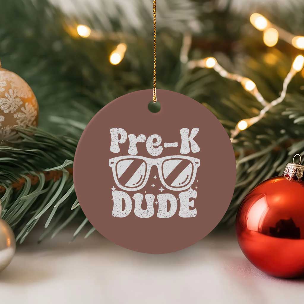 Pre-k Dude Ceramic Ornament Funny Back to School First Day of Preschool TS10 1pc Mocha Print Your Wear