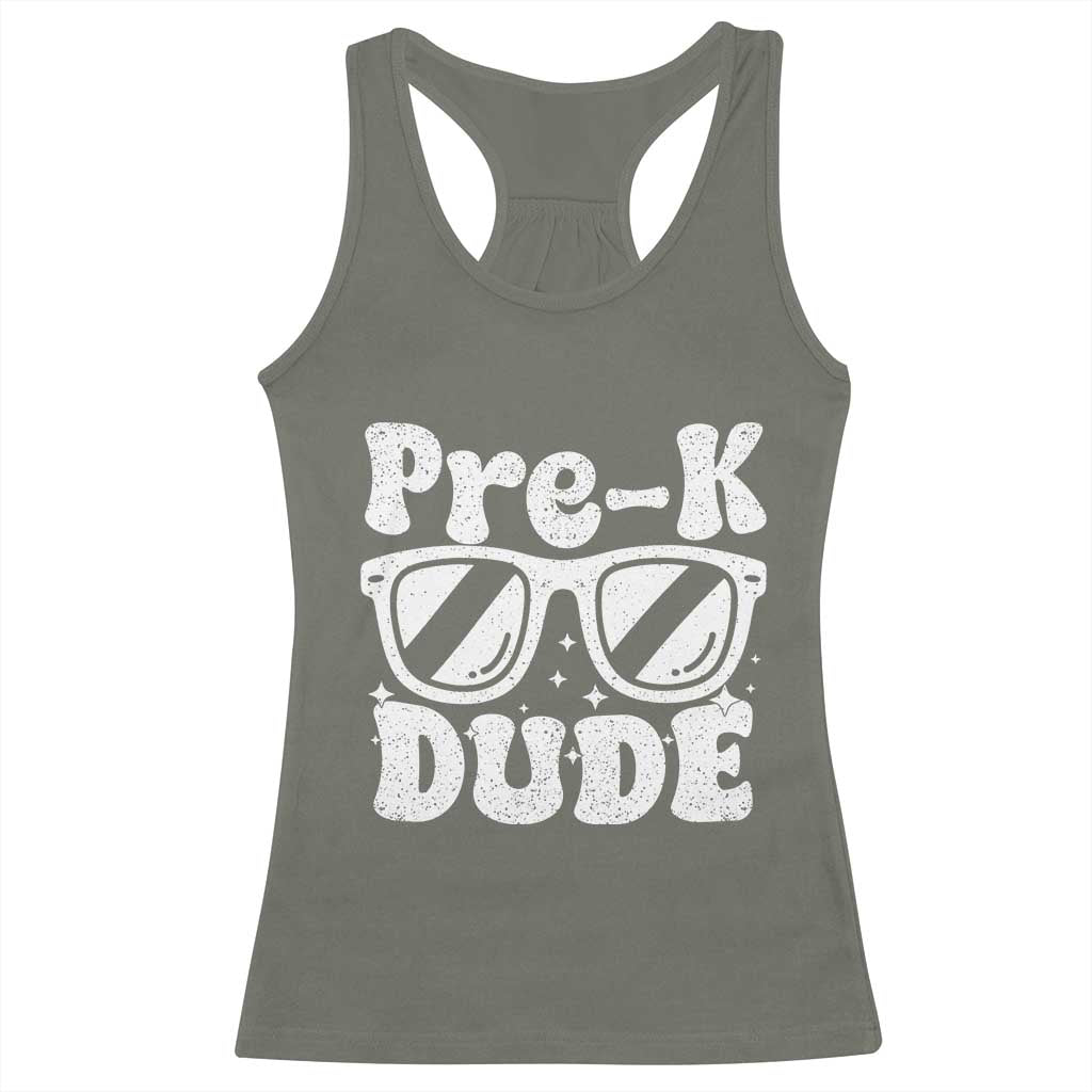 Pre-k Dude Racerback Tank Top Funny Back to School First Day of Preschool TS10 Military Green Print Your Wear