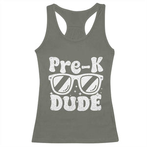 Pre-k Dude Racerback Tank Top Funny Back to School First Day of Preschool TS10 Military Green Print Your Wear